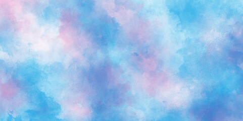 abstract pastel baby blue and pink water colours background, watercolor paper textured illustration for creative design, purple shades and blue watercolor paper textured.