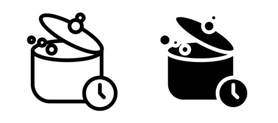 Cooking time icon symbol collection on white background.