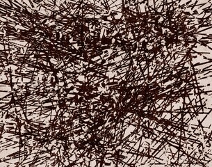 Abstract painted background with line pattern. Hand drawn brown colour ornamental line elements background. Print for textile, fabric, wallpaper, wrapping paper. Minimalist trendy abstract pattern.