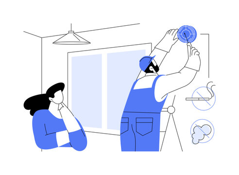 Fire detection sensor isolated cartoon vector illustrations.