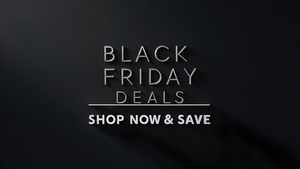 Minimalistic Black Friday Banner with Metallic Silver Text, Thin Black Outline for a Refined Look