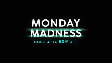 Obraz premium Minimalist Black Background Cyber Monday Banner with Glitch Accents