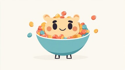 Cute Bear in a Bowl of Cereal