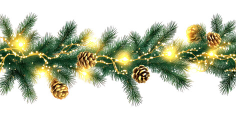 Naklejka premium PNG Christmas garland decoration branches conifer.