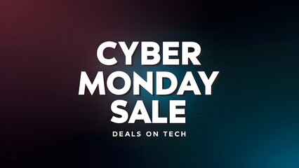 Fototapeta premium Gradient Cyber Monday Banner with 3D Text and Icon Designs