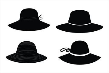 straw Hat silhouette, women hat silhouette