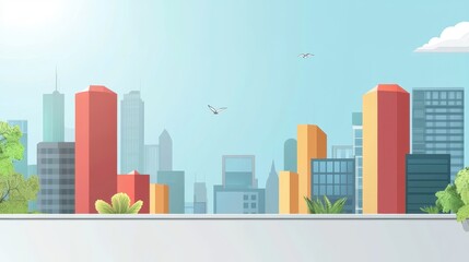 Fototapeta premium Urban Skyline with Free Space for Advertising