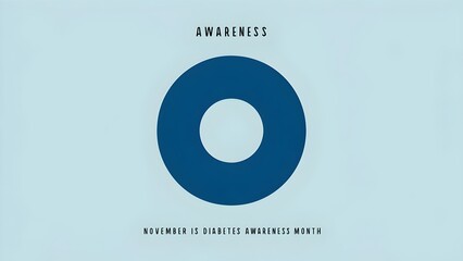 Minimalist Blue Circle with Diabetes Awareness Month Message on White Background