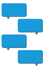 Blue chat boxes with empty space for text, isolated on transparent or white background. Set of blank blue chat bubbles, vector illustration.