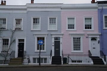 Hillgate Place, Hillgate Village, Notting Hill colourful houses, Kensington and Chelsea, London, United Kingdom