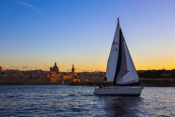 sailboat at sunset