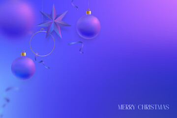 Elegant Christmas balls and star on gradient backdrop