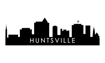 Naklejka premium Huntsville skyline silhouette. Black Huntsville city design isolated on white background. 