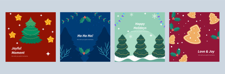 Colorful Christmas Card Designs with Festive Elements