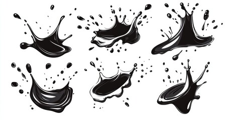 Naklejka premium Isolated Vector Water Drops, Swirls, and Splashes in Black, Perfect for Flat Design Projects
