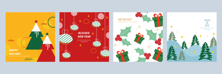 Colorful Christmas Card Designs with Festive Elements