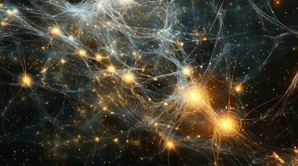 Abstract dynamic cosmic web of light and energy - futuristic interstellar connections concept