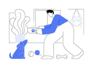 Feeding a dog isolated cartoon vector illustrations.