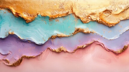 Painting of a wave of paint on a pink surface