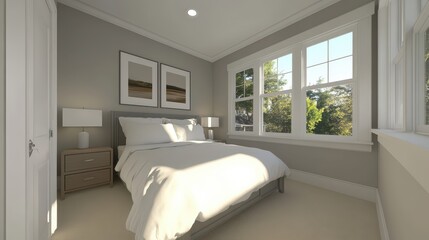 Serene Minimalist Bedroom with Soft Morning Light