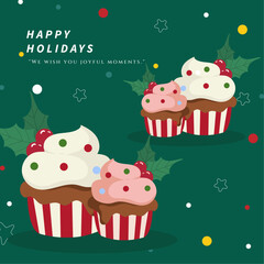 Festive Christmas Card with Christmas Elemen Decoration