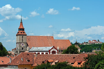 Fototapeta premium Terracotta rooftops of Old Town of Brasov, Romania