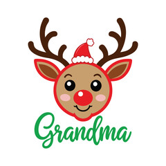 Cute Grandma Family Christmas Typography Design - Adorable Holiday Clipart for Stickers, Cards, and Festive Decorations