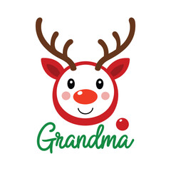 Cute Grandma Family Christmas Typography Design - Adorable Holiday Clipart for Stickers, Cards, and Festive Decorations