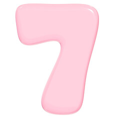 Fototapeta premium 3D Cute Glossy Pink Number 7 Illustration