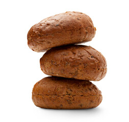 Brown buns on the white background