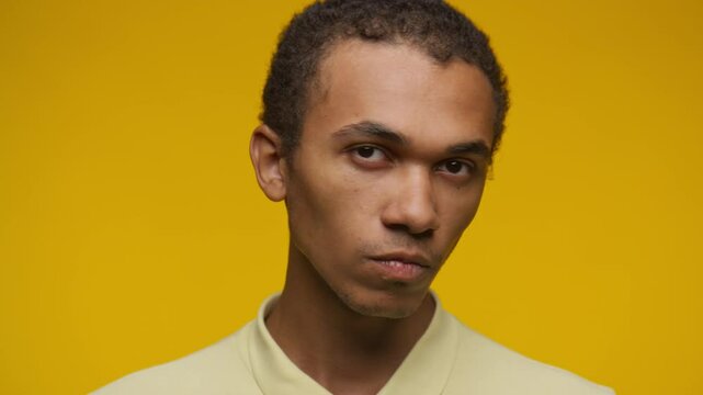 Serious Man Staring Intently at Camera