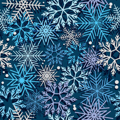 Vector seamless winter pattern with snowflakes. Can be used as background, wallpaper, print temlate, etc.
