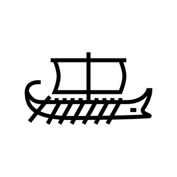 recommend clip art: longship ancient ship line icon vector. longship ancient ship sign. isolated contour symbol black illustration