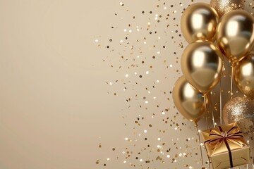 Obraz premium gold balloons with boxes