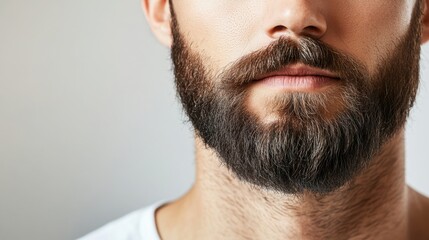 Obraz premium portrait of a man with a well-groomed beard, contrasting shadows on a white background
