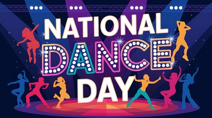 A Celebration of Dance: National Dance Day Poster with Silhouettes of Dancers