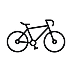 Simple Bicycle Outline Icon, Minimalist black outline icon of a bicycle, representing cycling, transportation, and outdoor activities, suitable for fitness and travel themes.
