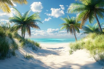 Naklejka premium Hidden Beach Path Leading to Turquoise Paradise