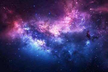 Naklejka premium Cosmic Nebula with Pink and Blue Hues and Scattered Stars
