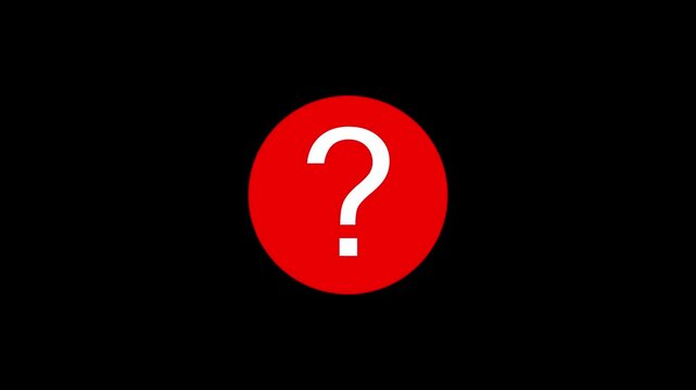 Question mark icon white and red symbol on black background.