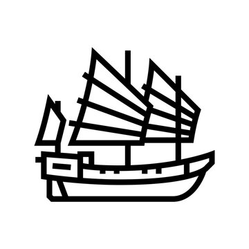 recommend clip art: galley ancient ship line icon vector. galley ancient ship sign. isolated contour symbol black illustration