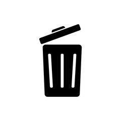 Trashcan simple icon vector. Flat design. White background