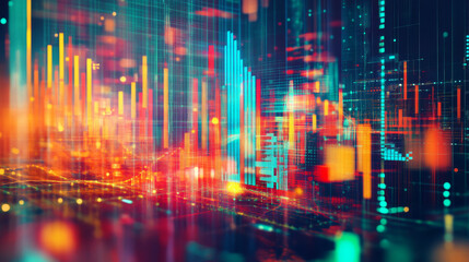 Obraz premium Quantum Finance: Abstract Data Visualization, 3D Rendering, Stock Market Simulation