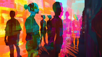 AI-Generated Cultural Festival: Silhouettes, Vibrant Colors, Abstract Art