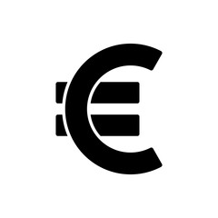Euro money simple icon. Flat design. White background