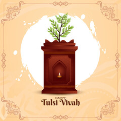 Obraz premium Happy Tulsi Vivah Indian festival celebration elegant background