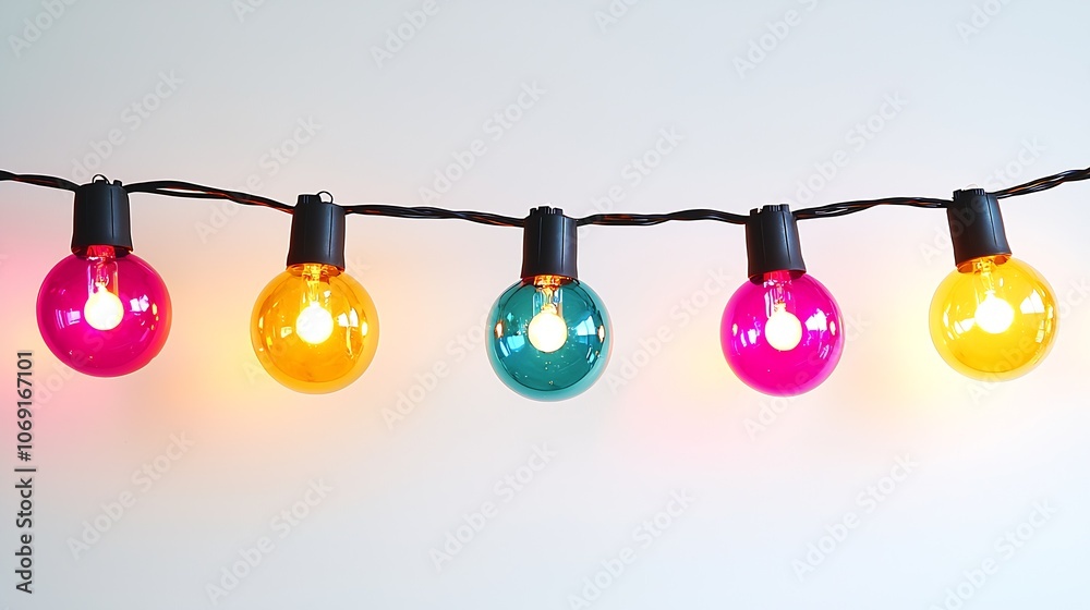 Poster Bright and Colorful Festoon String Lights for Festive Occasions : Generative AI