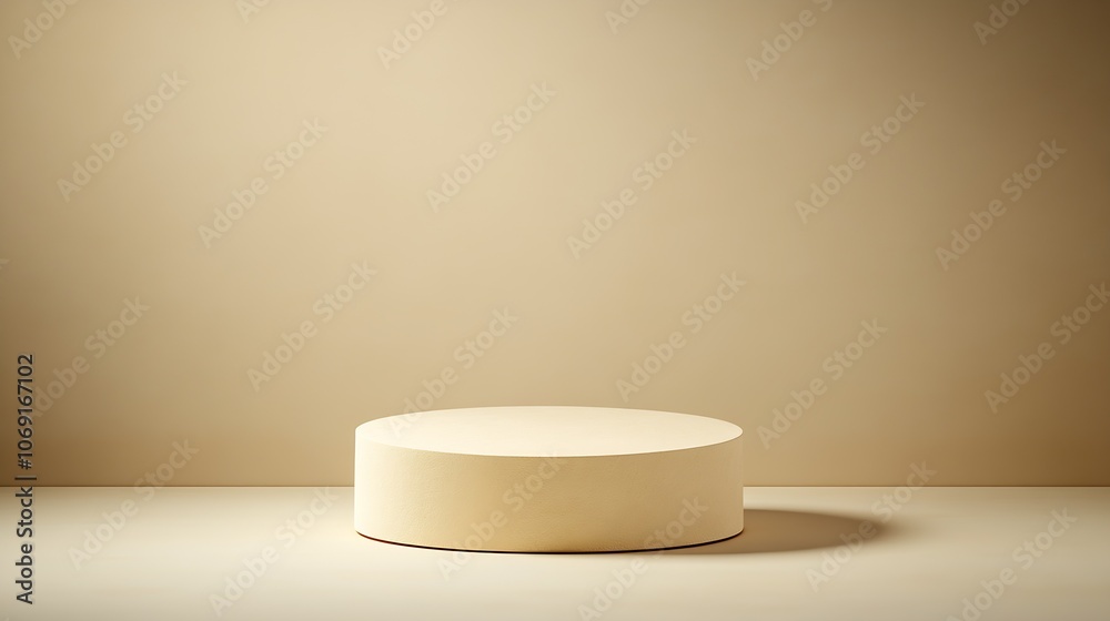 Poster elegant beige display podium in minimalist neutral background : generative ai