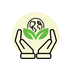 sustainable icon. save sustainably. with reuse, recycling, renewal for carbon reduction, net zero, green energy. mixed design style. vector illustration