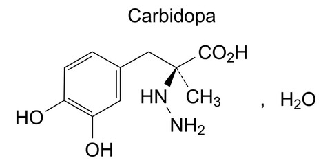 Chemical structure of carbidopa, drug substance